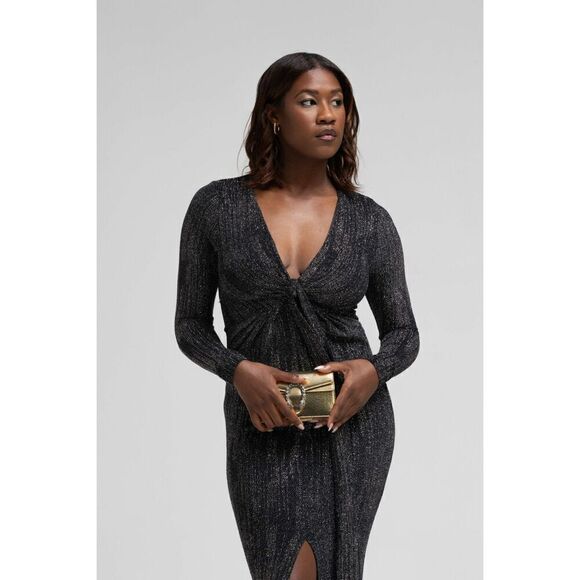 NWT woman’s MARCIANO glittery THE PARIS EVENING maxi front slit DRESS sz xs - Picture 2 of 12